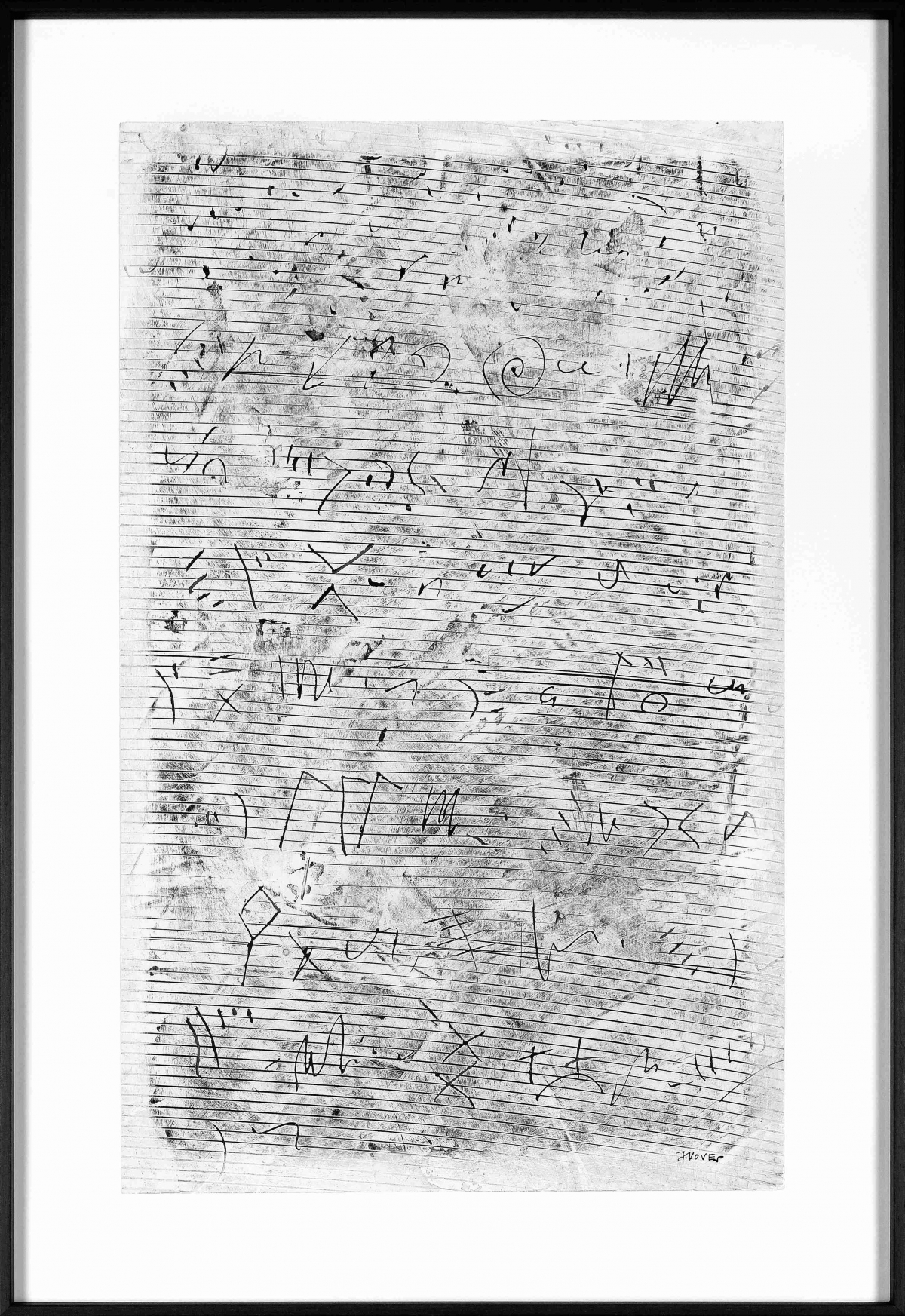 Voves Jiří, Kresba hřebíkem, papír, tmel, nově rámováno, sklo, 32 x 51 / 43 x 63 cm, 3 800 Kč